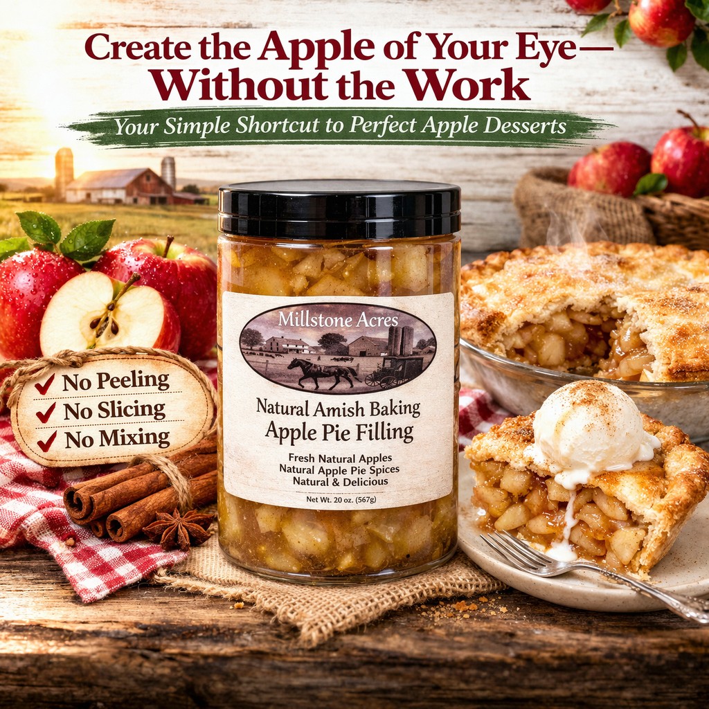Natural Spiced Apple Pie Filling made with real apples and warm baking spices in a bright farmhouse kitchen.