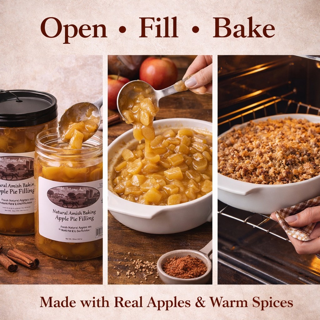Natural Spiced Apple Pie Filling ready to use for homemade pies, crisps, cobblers, and other baked desserts.