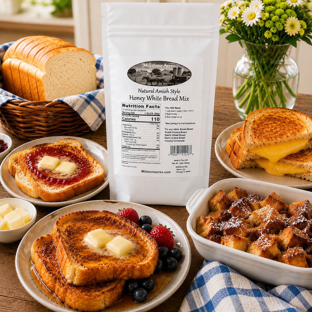 Honey white bread used for sandwiches, toast, French toast, grilled cheese, and family meals.