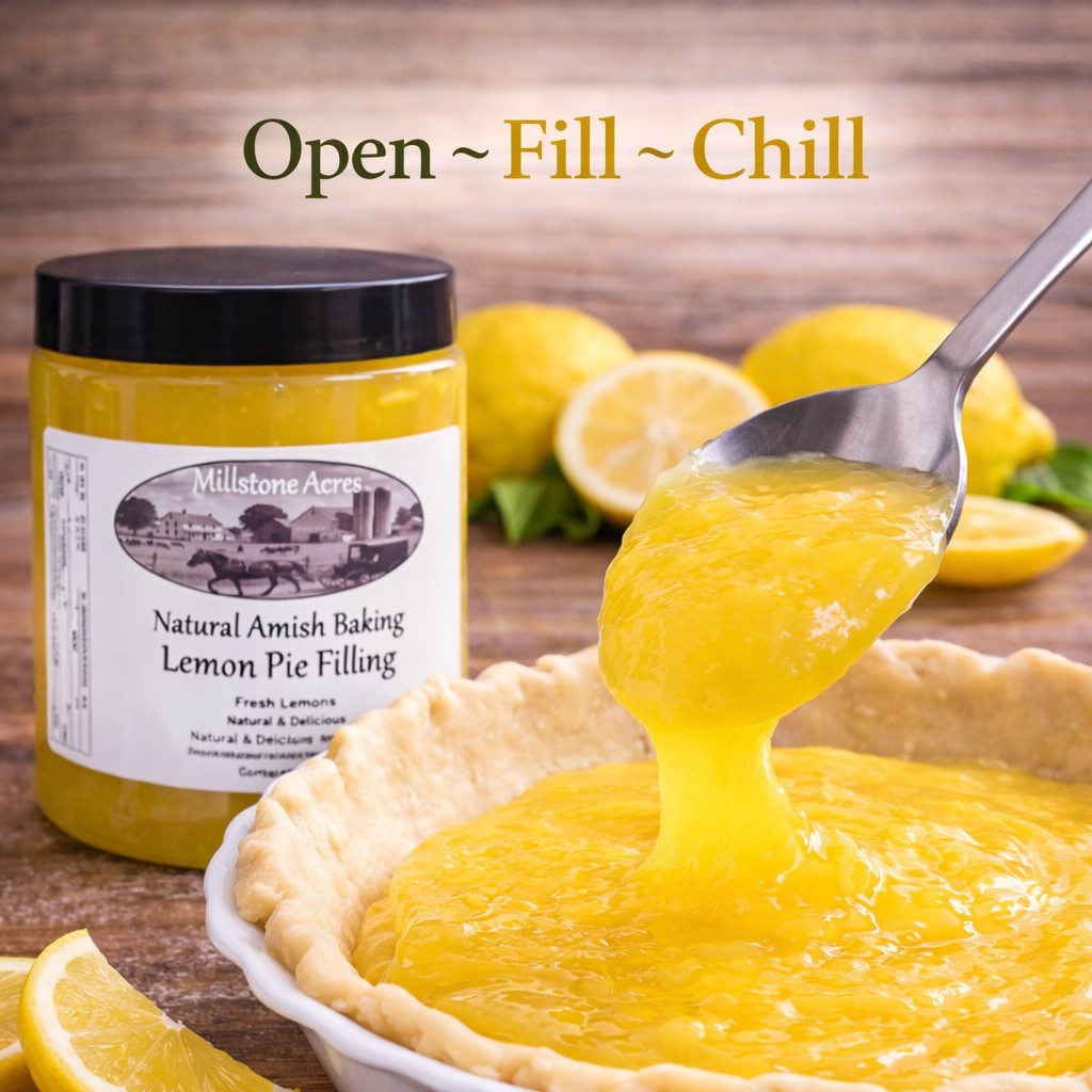 Lemon pie filling used in an easy open, fill, and chill homemade lemon pie recipe.