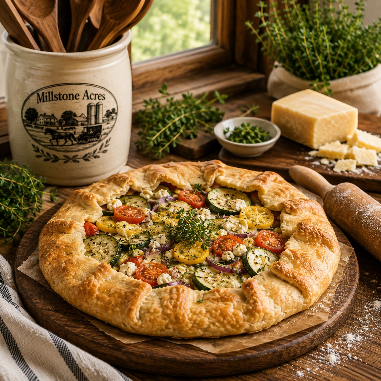 Savory tart made with Millstone Acres Savory Pie Crust Mix