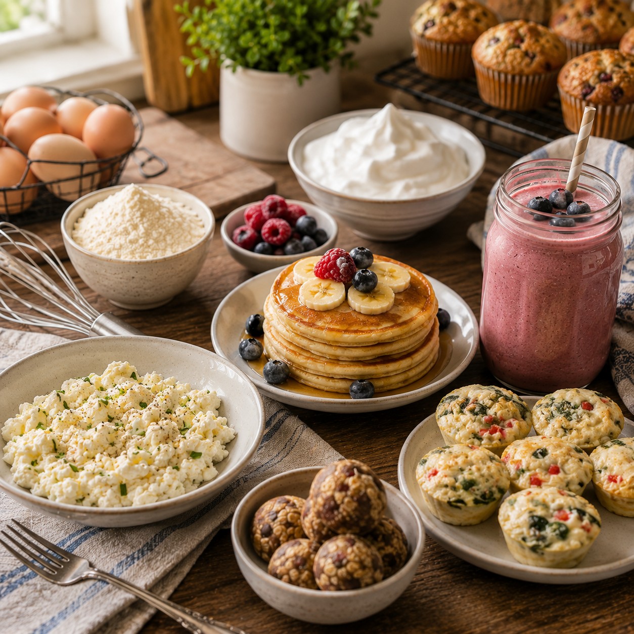 Natural Egg White Powder used in protein smoothies, pancakes, and healthy homemade recipes
