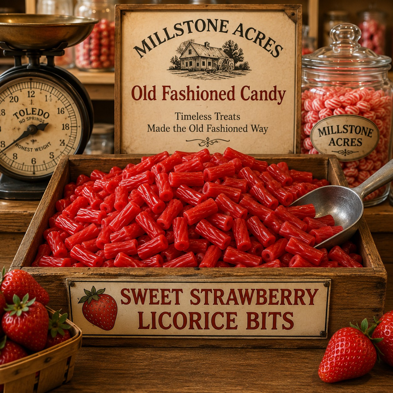 Sweet Strawberry Licorice Bits with classic strawberry candy flavor